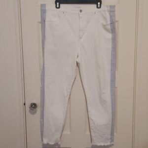 Loft White Jeans with Blue Side Stripe